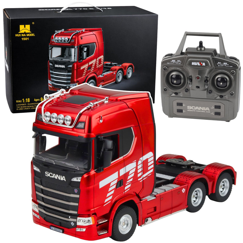 Camion electric Scania cu telecomanda, rosu, 1:18, Lean 27668