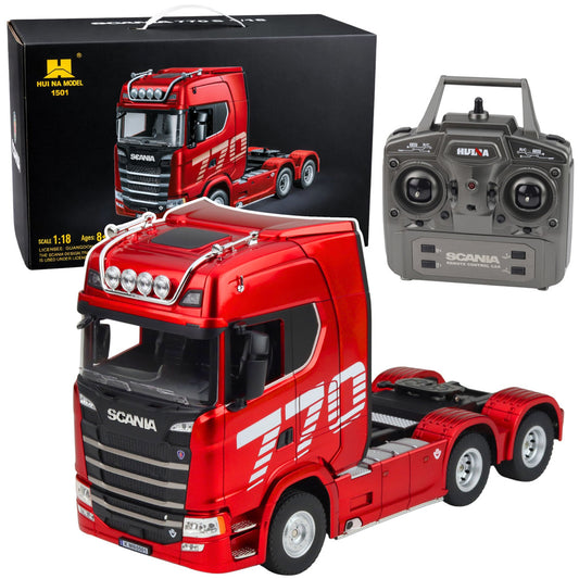 Camion electric Scania cu telecomanda, rosu, 1:18, Lean 27668