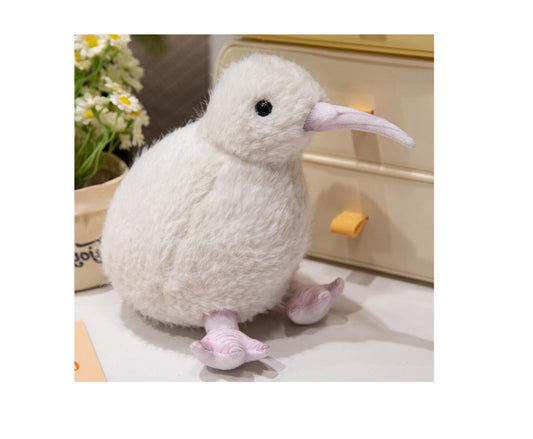 Jucarie de plus pasare kiwi, alb, 21 cm, Lean 13843