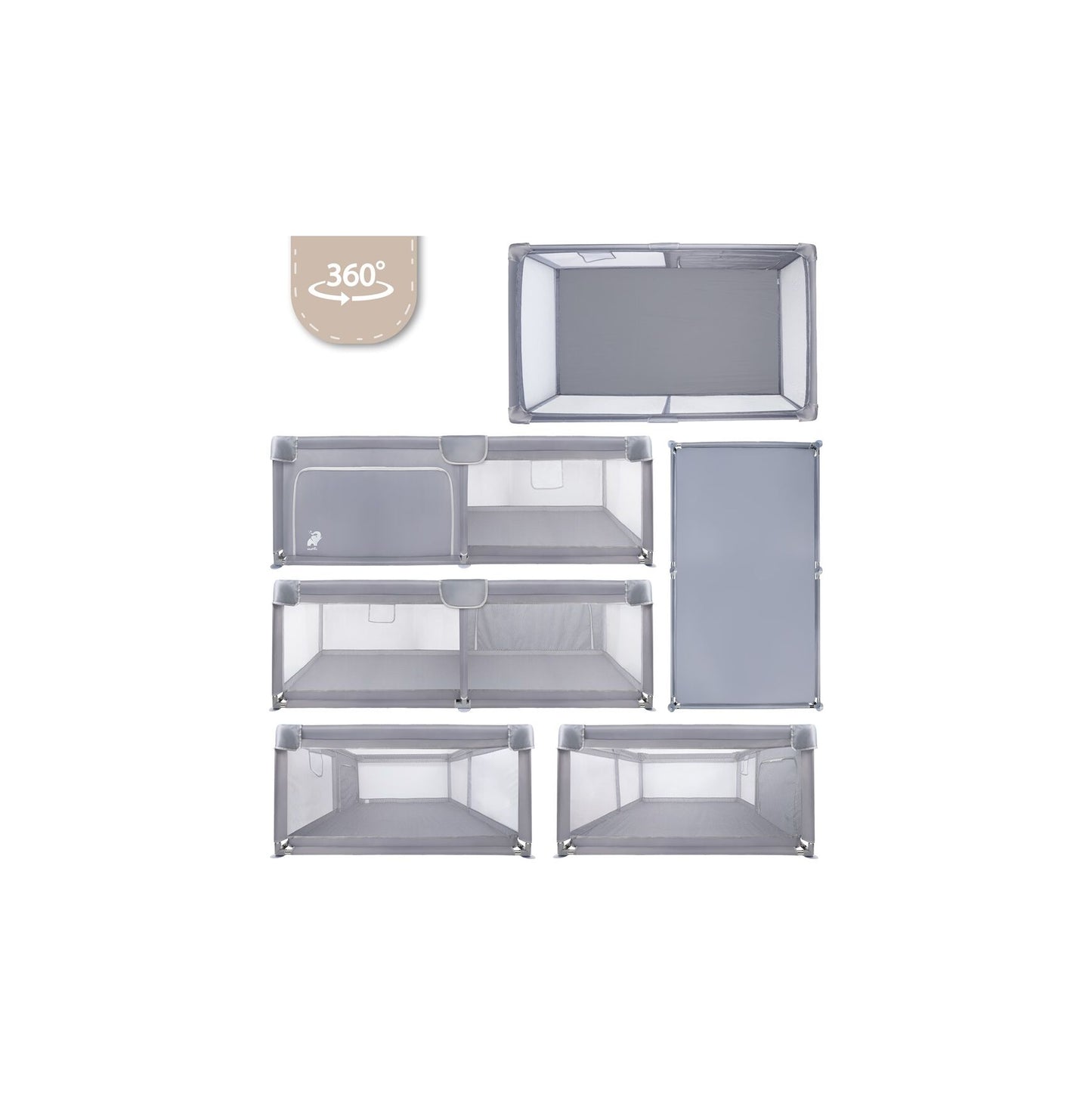 Tarc de joaca pliabil pentru copii, 120 x 180 cm, gri, MalPlay 113161