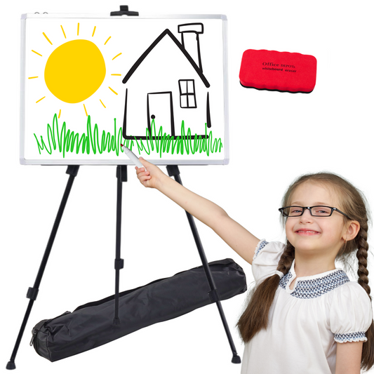 Tabla magnetica pe suport, 4 markere, 12 magneti, negru, Lean 20765