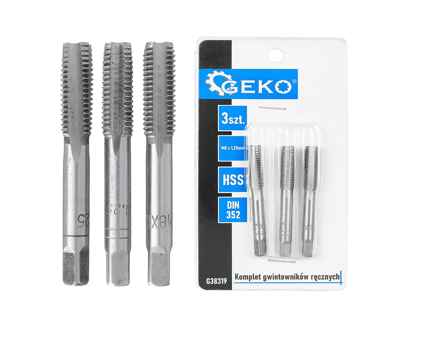 Set tarozi pentru filetare manuala, M8 x 1,25 mm, 3 bucati, Geko G38319