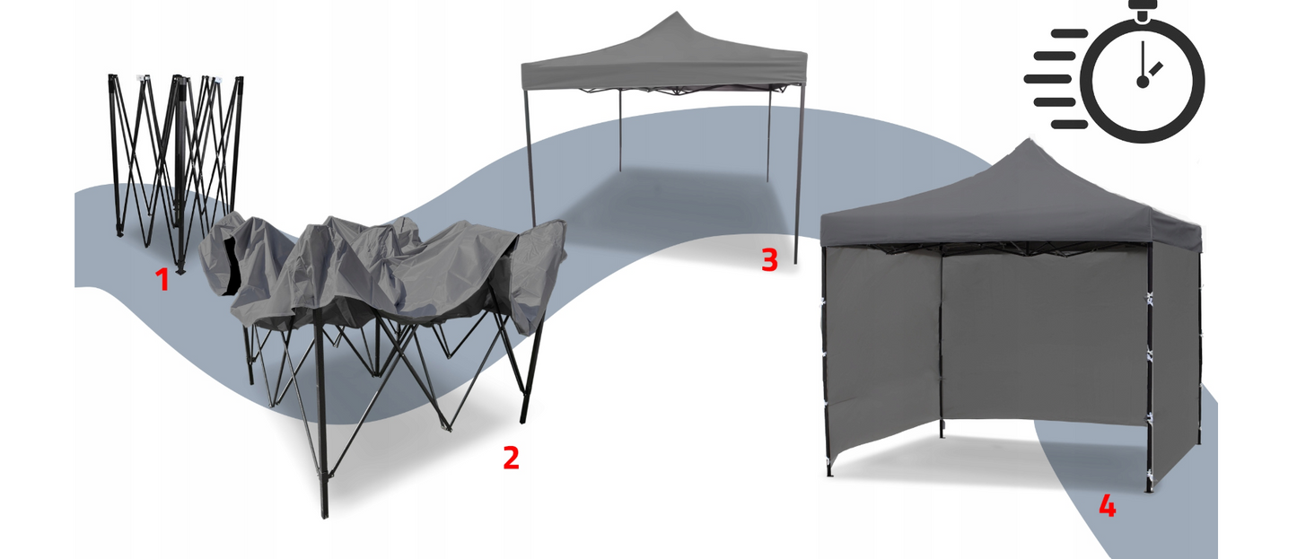 Cort pavilion cu 3 pereti, gri, 3 x 3 m, MalTec 112812