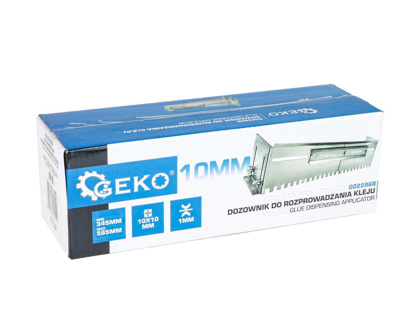 Distribuitor reglabil pentru adeziv, 345-585 mm, dinti 10 x 10 mm, Geko G02286B