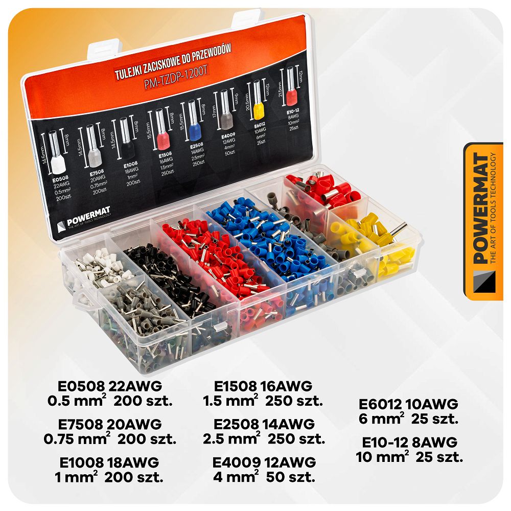 Set mansoane pentru sertizare PM-TZDP-1200T, 1200 bucati, Powermat PM1409