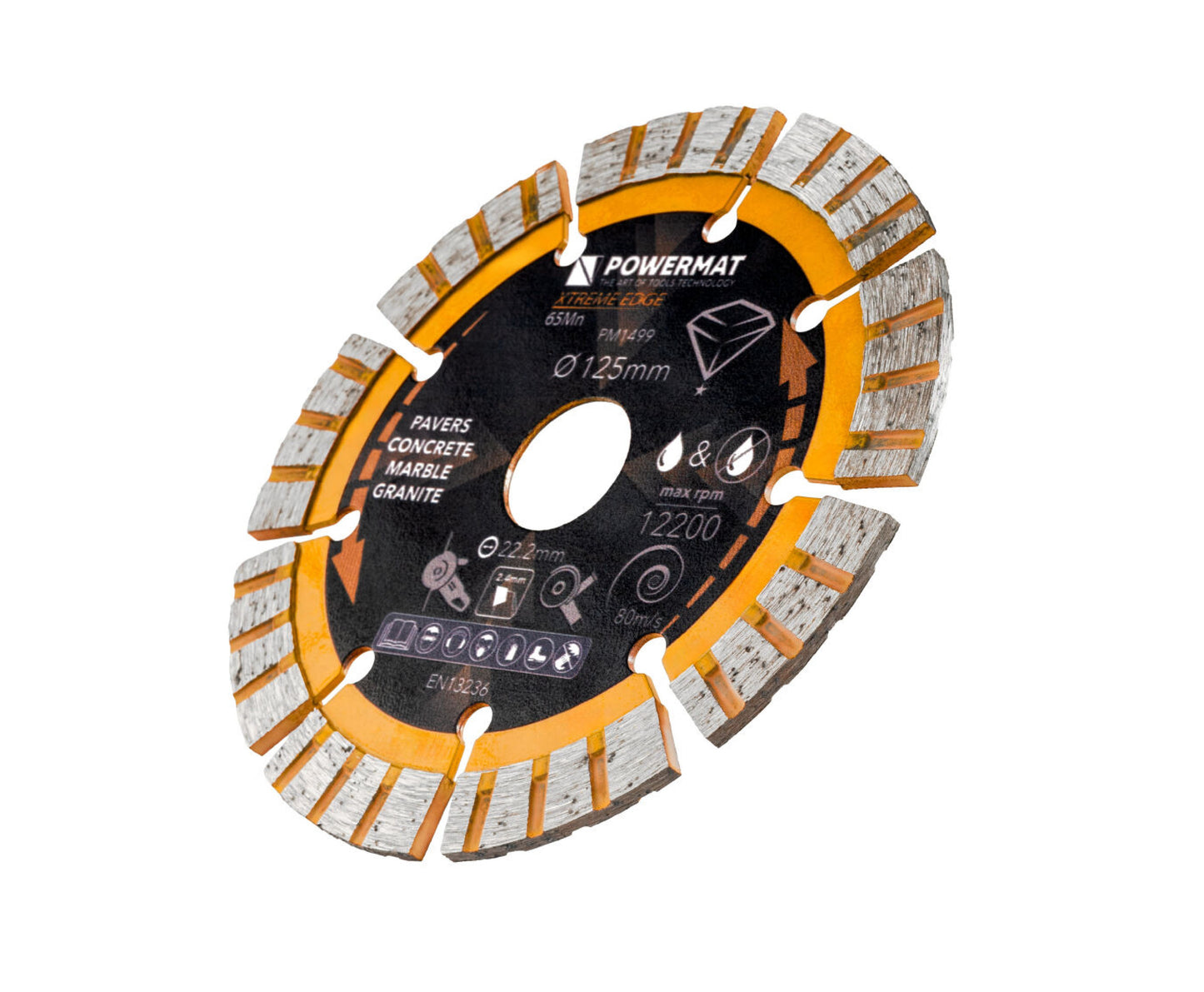 Disc diamantat segmentat PM-TDCS-1255T, 125 mm, Powermat PM1499