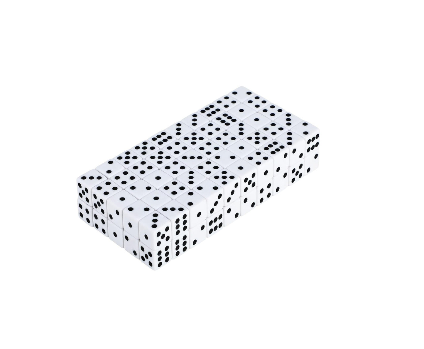 Set 100 de zaruri clasice, alb cu puncte negre, 1.5 x 1.5 cm, Lean 22460