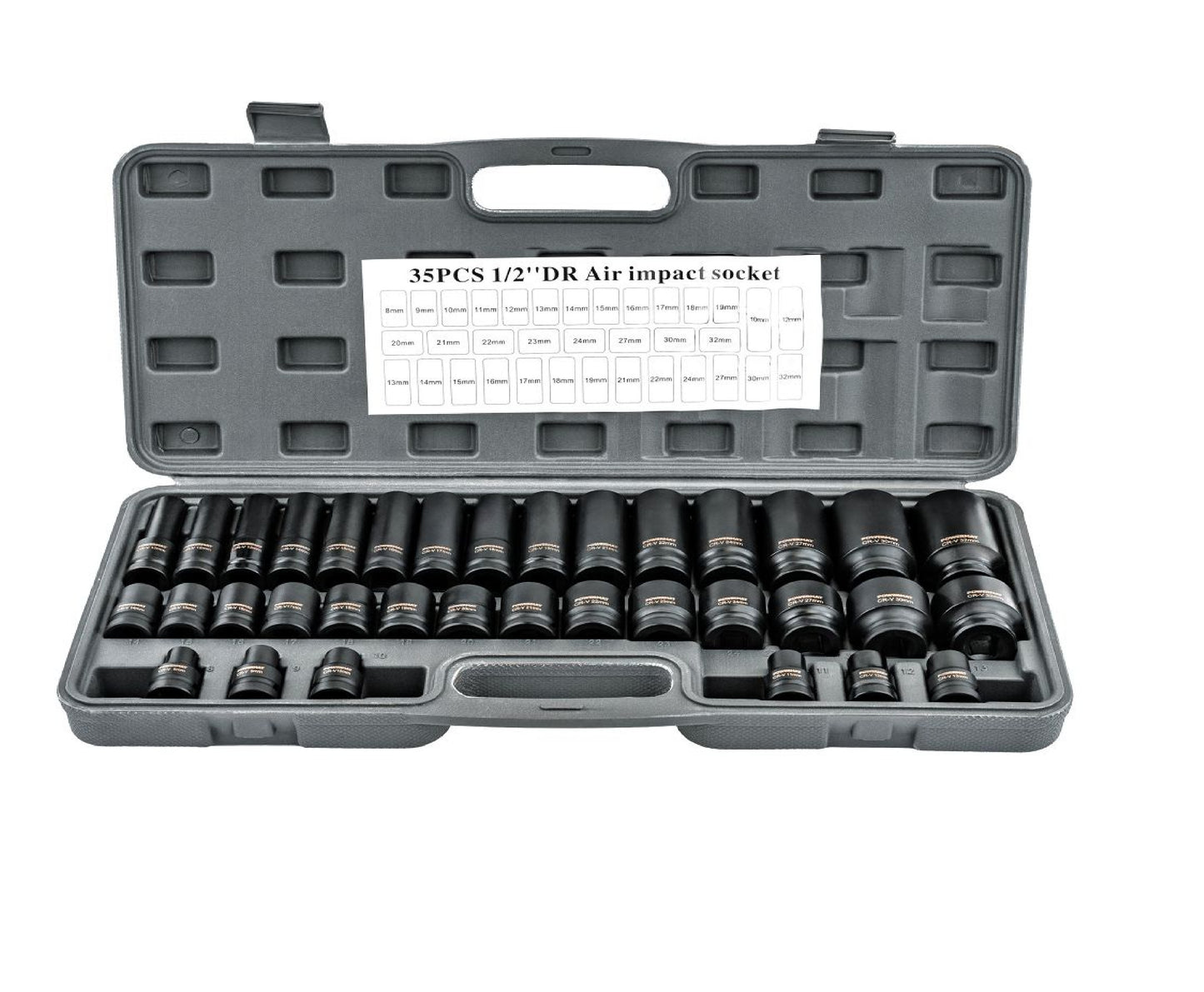 Set chei tubulare de impact PM-ZNU-832, 8-32 mm, 1 / 2", 35 bucati, Powermat PM1380
