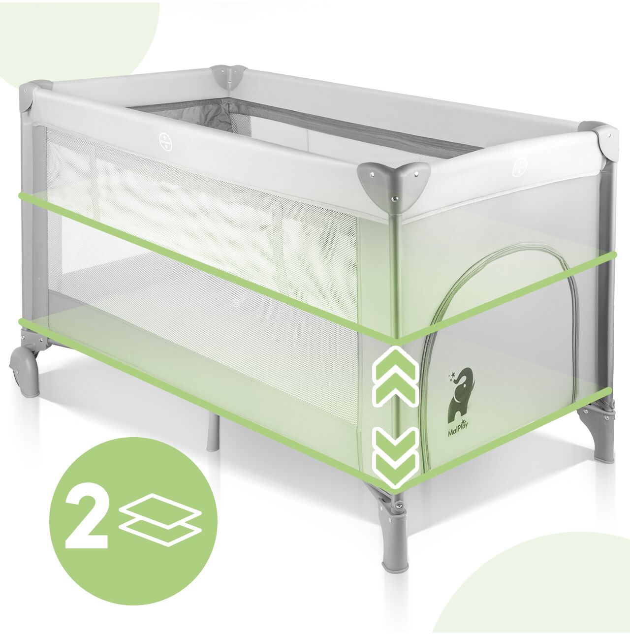 Patut pliabil pentru bebelusi, 125 x 65.5 x 76 cm, MalPlay 113164