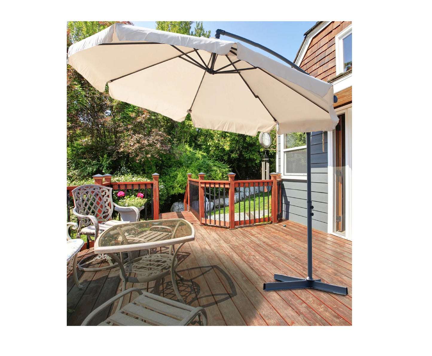 Umbrela de gradina pliabila cu husa Sunwaal, 350 cm, bej, MalTec 112650