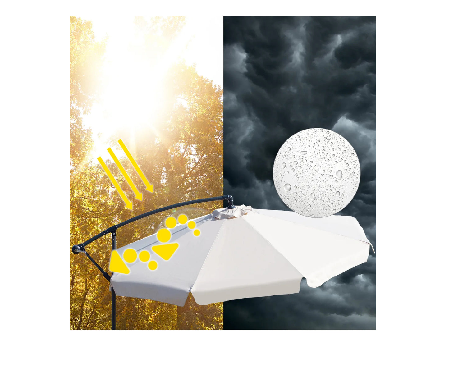 Umbrela de gradina pliabila cu husa Sunwaal, 350 cm, bej, MalTec 112650