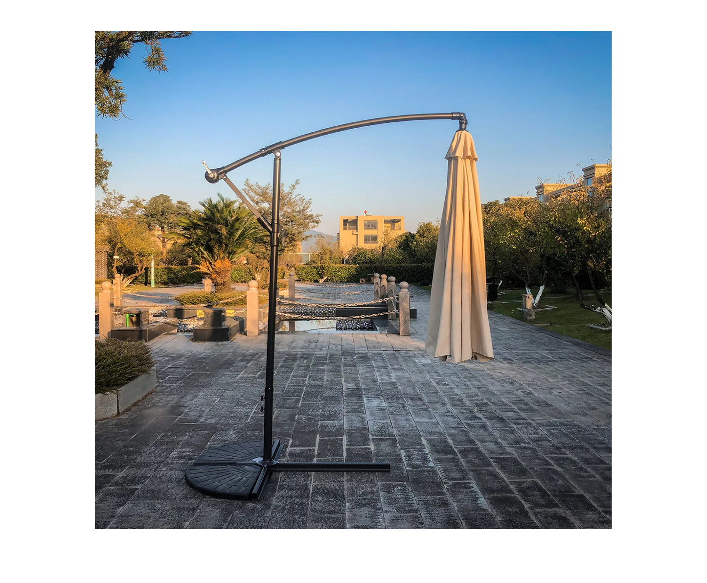 Umbrela de gradina pliabila cu husa Sunwaal, 350 cm, bej, MalTec 112650