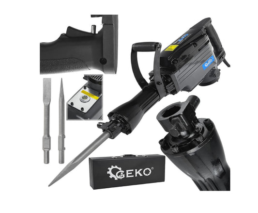 Ciocan demolator profesional, 1200W, forta de impact 45J, prindere HEX 30 mm, cu dalta, spit si valiza de transport, Geko G80850