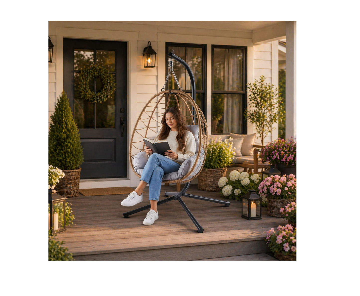 Balansoar suspendat de gradina Cocoon, maro, 110 cm, Lean 30644