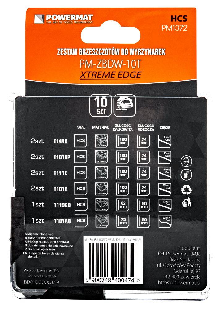Set lame pentru fierastrau sabie PM-ZBDW-10T, 10 bucati, Powermat PM1372