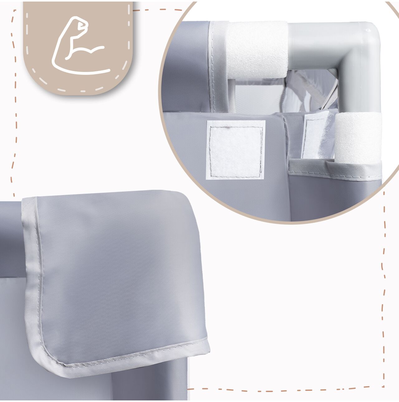 Tarc de joaca pliabil pentru copii, 120 x 180 cm, gri, MalPlay 113161