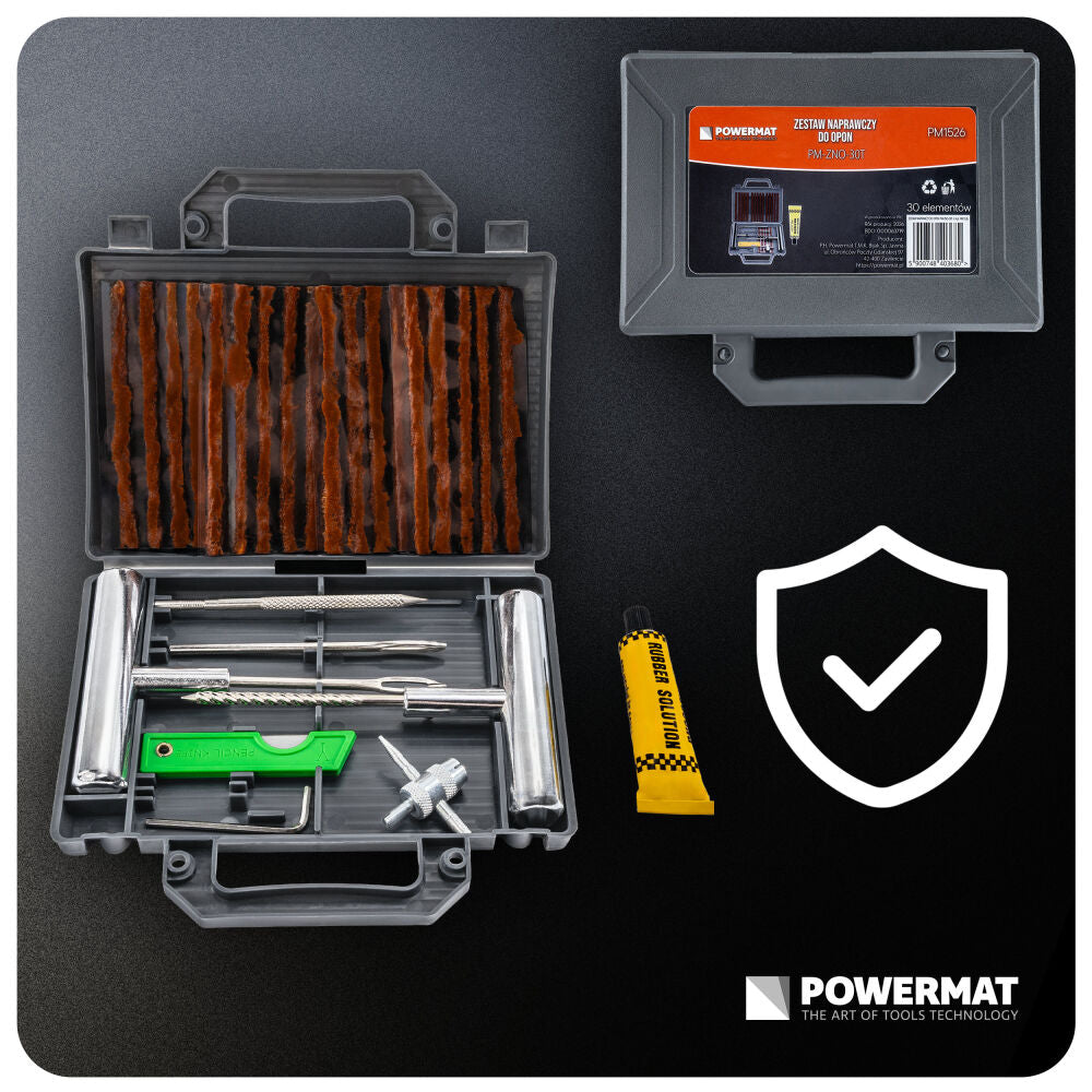 Kit reparare anvelope auto PM-ZNO-30T, 30 piese, Powermat PM1526