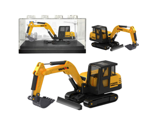 Figurina de colectie excavator pe senile, galben, 1:80, 8 x 4.5 x 3 cm, Lean 22732