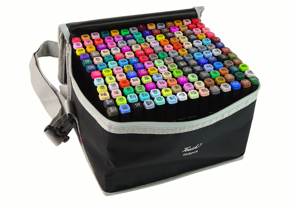 Set markere cu varf lat, multicolor, 168 bucati, Lean 15794