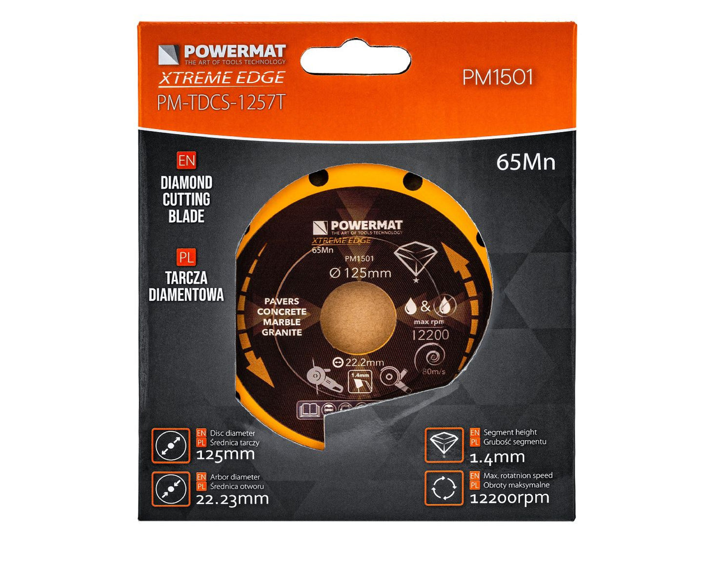 Disc diamantat pentru beton PM-TDCS-1257T, 125 mm, Powermat PM1501