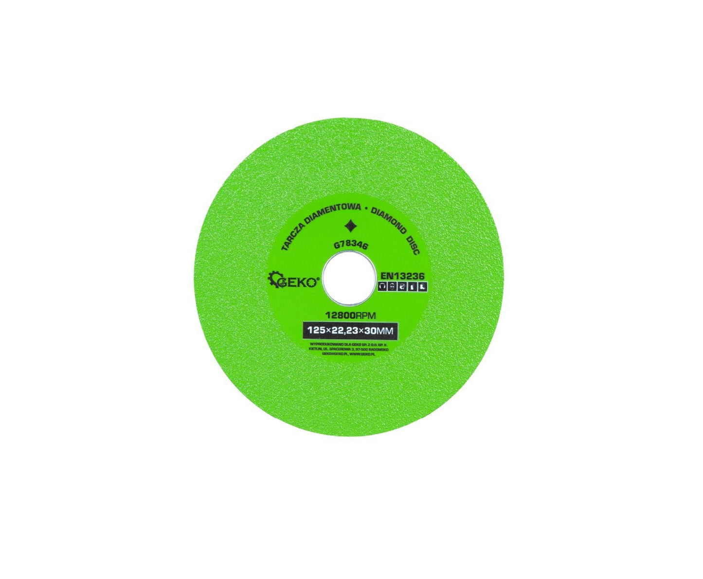 Disc diamantat pentru taierea si slefuirea sticlei, 125×22, 23×30mm, Geko G78346