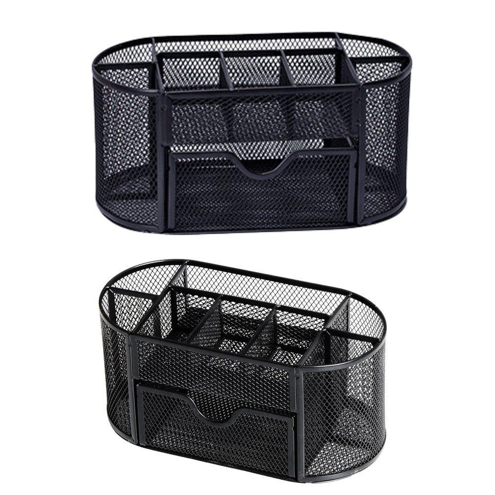 Organizator birou metalic, 6 compartimente, negru, 21 x 10.5 x 11 cm, Lean 25232