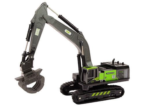 Excavator de jucarie din metal, functii multiple, 26 x 10 x 7.5 cm, negru/verde, Lean 18861