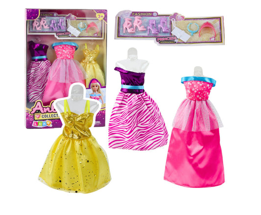 Set rochii pentru papusi si accesorii, multicolor, 32.5 x 20.5 x 4 cm, Lean 24492