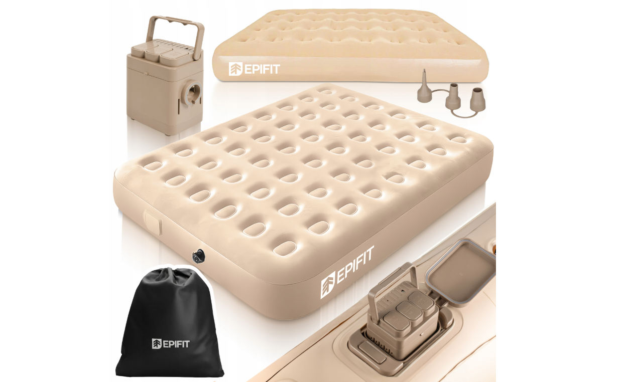 Saltea gonflabila dubla cu pompa electrica pentru umflat Epifit, capacitate maxima 300 kg, MalTec 114246