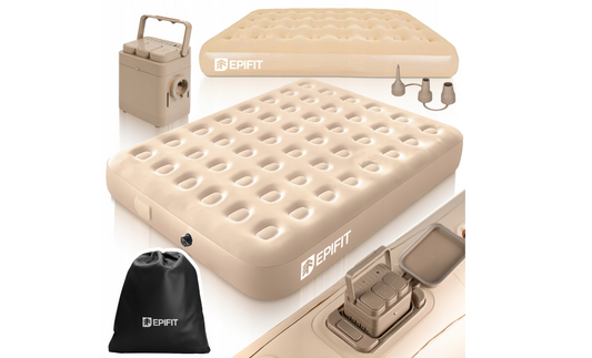 Saltea gonflabila dubla cu pompa electrica pentru umflat Epifit, capacitate maxima 300 kg, MalTec 114246