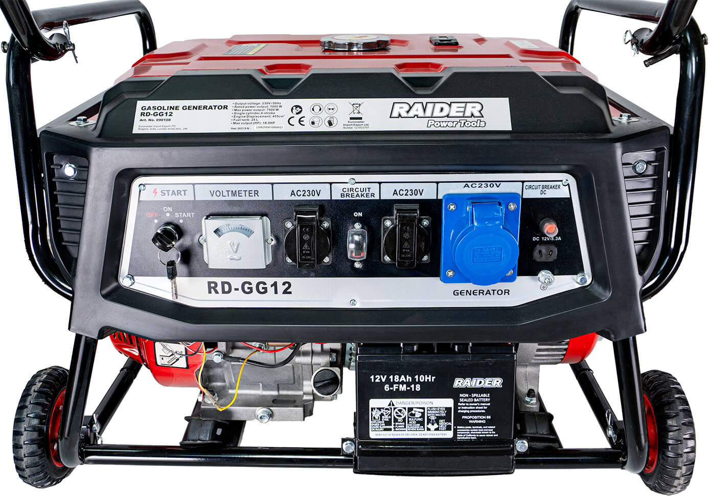 Generator pe benzina in 4 timpi RD-GG12, 7.5 kW, pornire electrica, Raider 090108