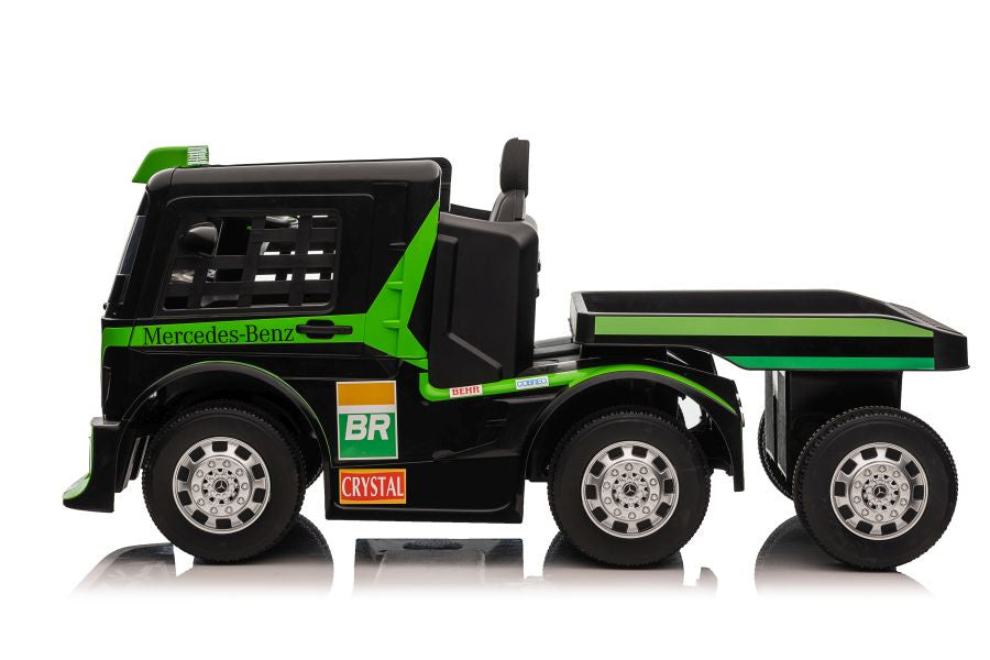 Masinuta electrica Mercedes XMX622B, 2 x 45 W,  LED/LCD/MP4/MP3/USB, Plastic/Piele, 109x72x67 cm, Negru/Verde, Lean 4246