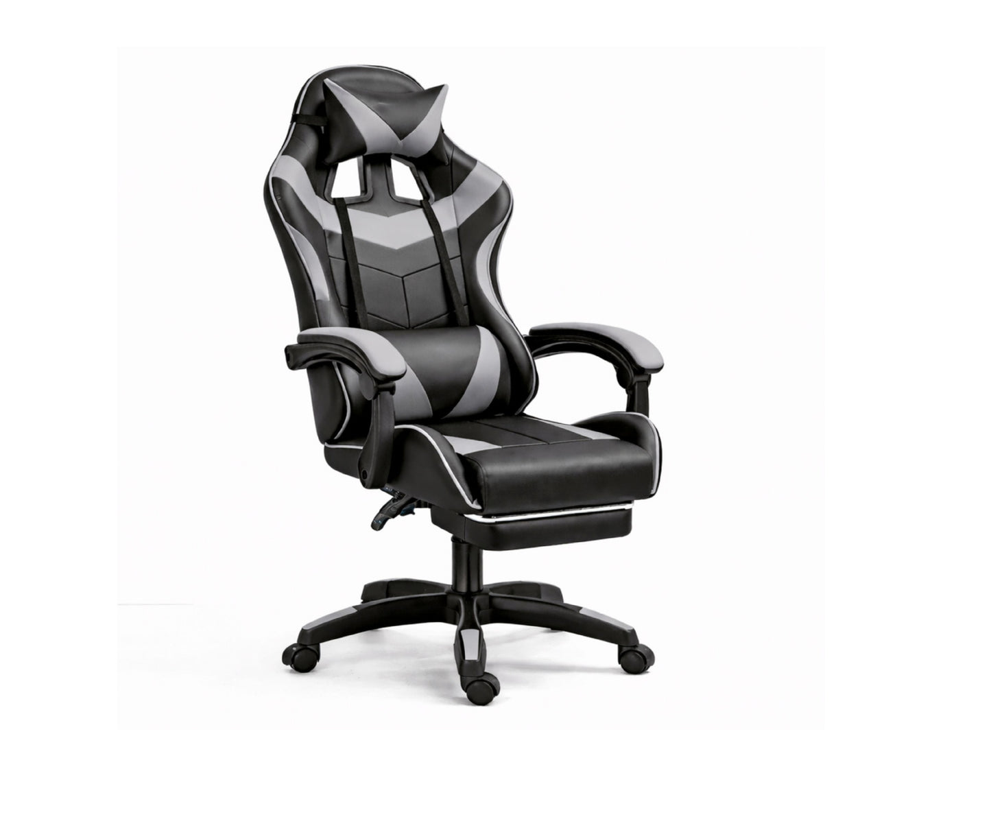 Scaun pentru gaming rotativ cu suport pentru picioare, negru / gri, Lean 30556