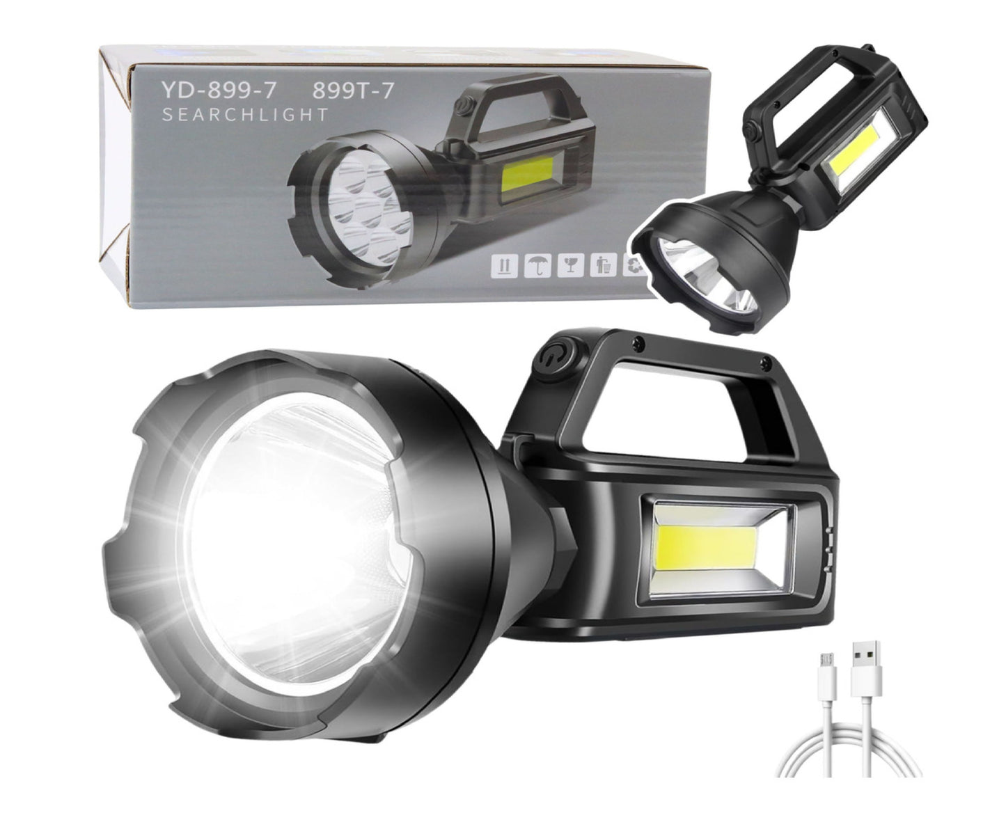 Lanterna de lucru LED COB, 4 moduri, cablu USB, negru, Lean 27715