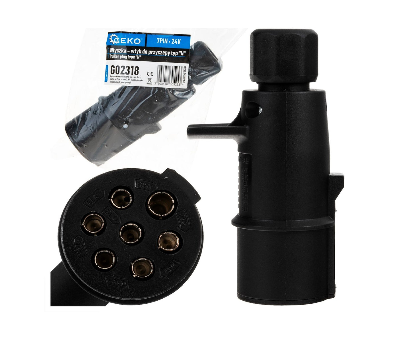 Adaptor priza pentru remorca tip N, 7PIN 24V, Geko G02318