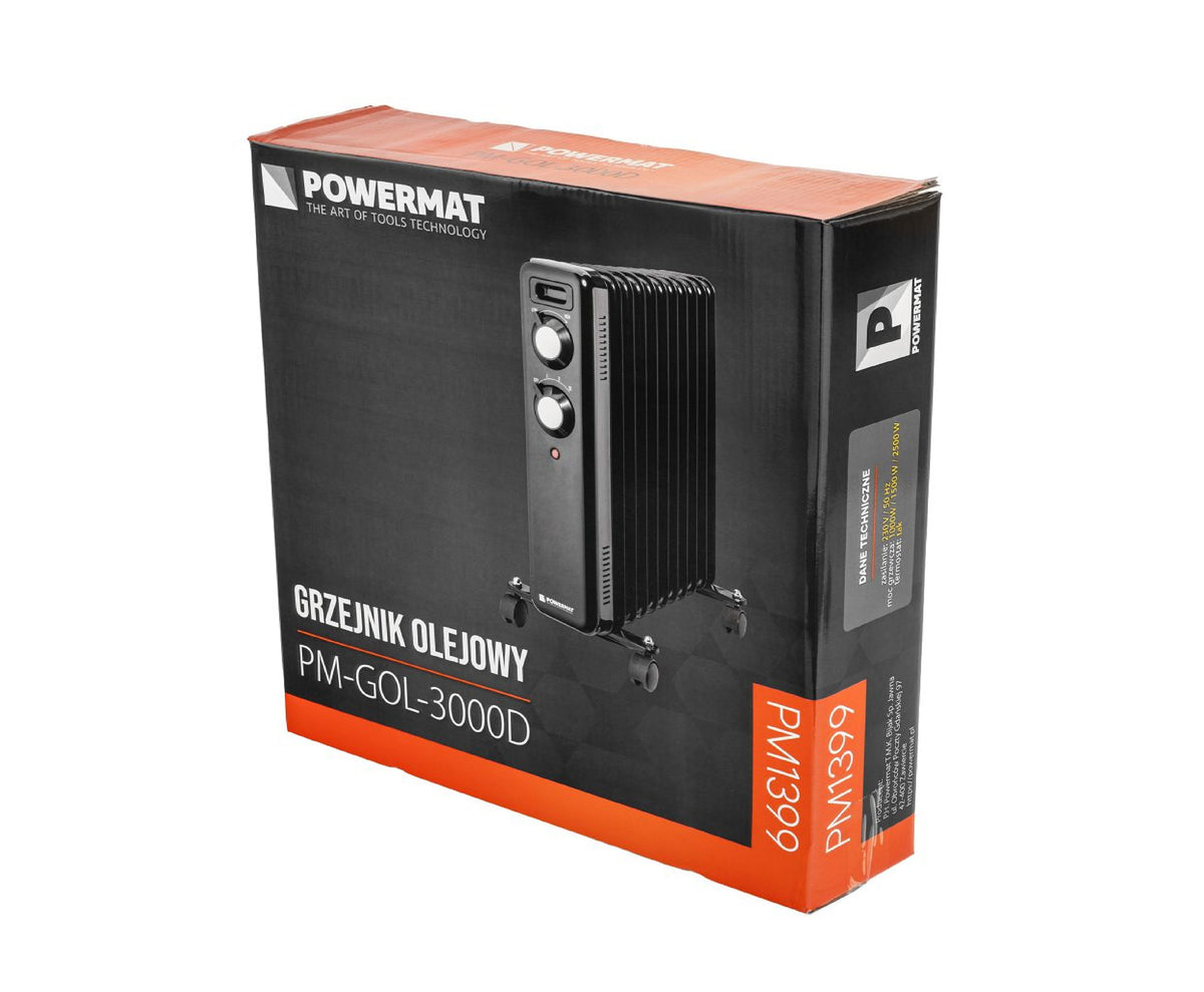Radiator cu ulei PM-GOL-3000D, 2500 W, 11 elementi, termostat reglabil, Powermat PM1399