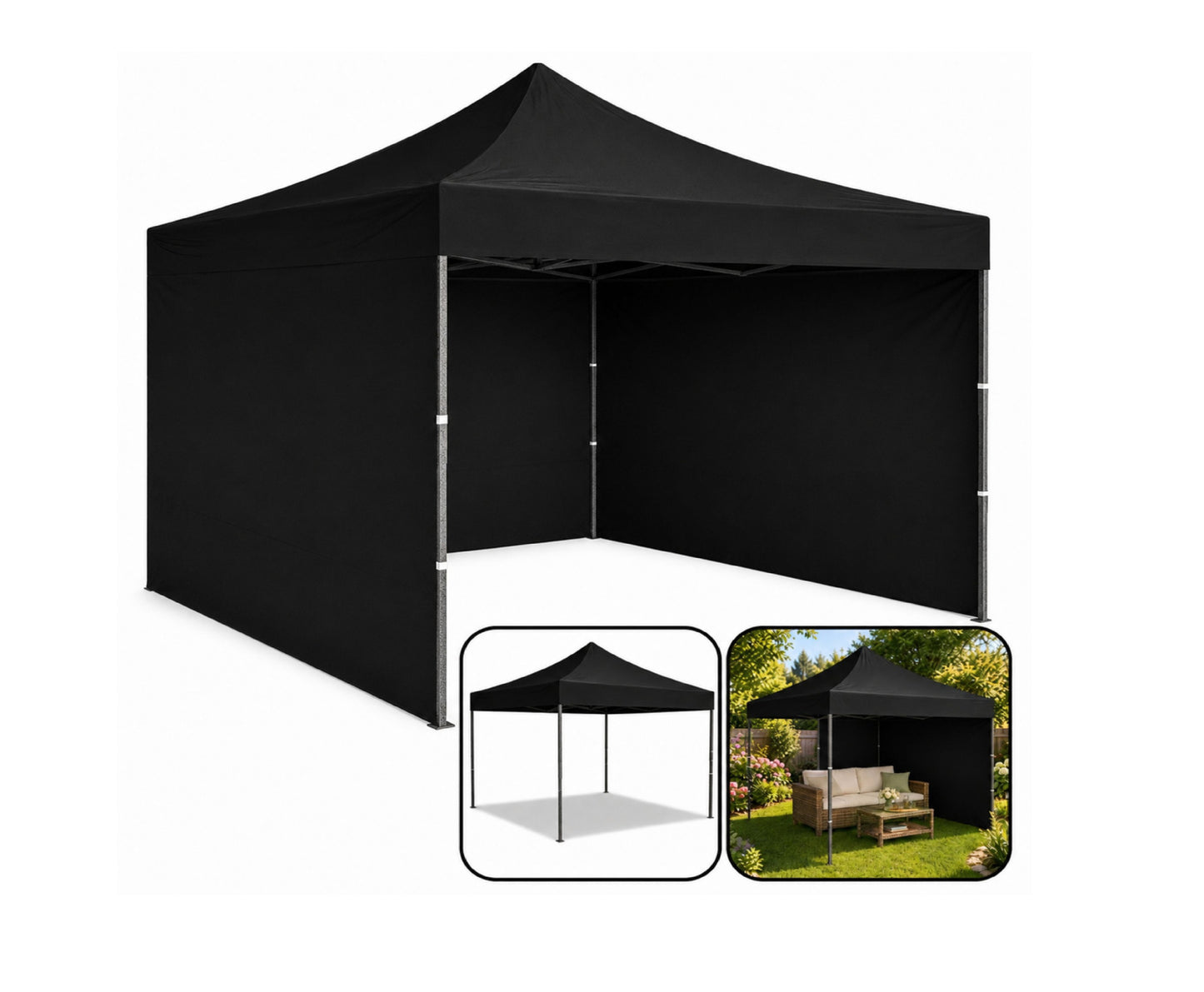 Pavilion de gradina, negru, 3 x 3 m, Lean 29332
