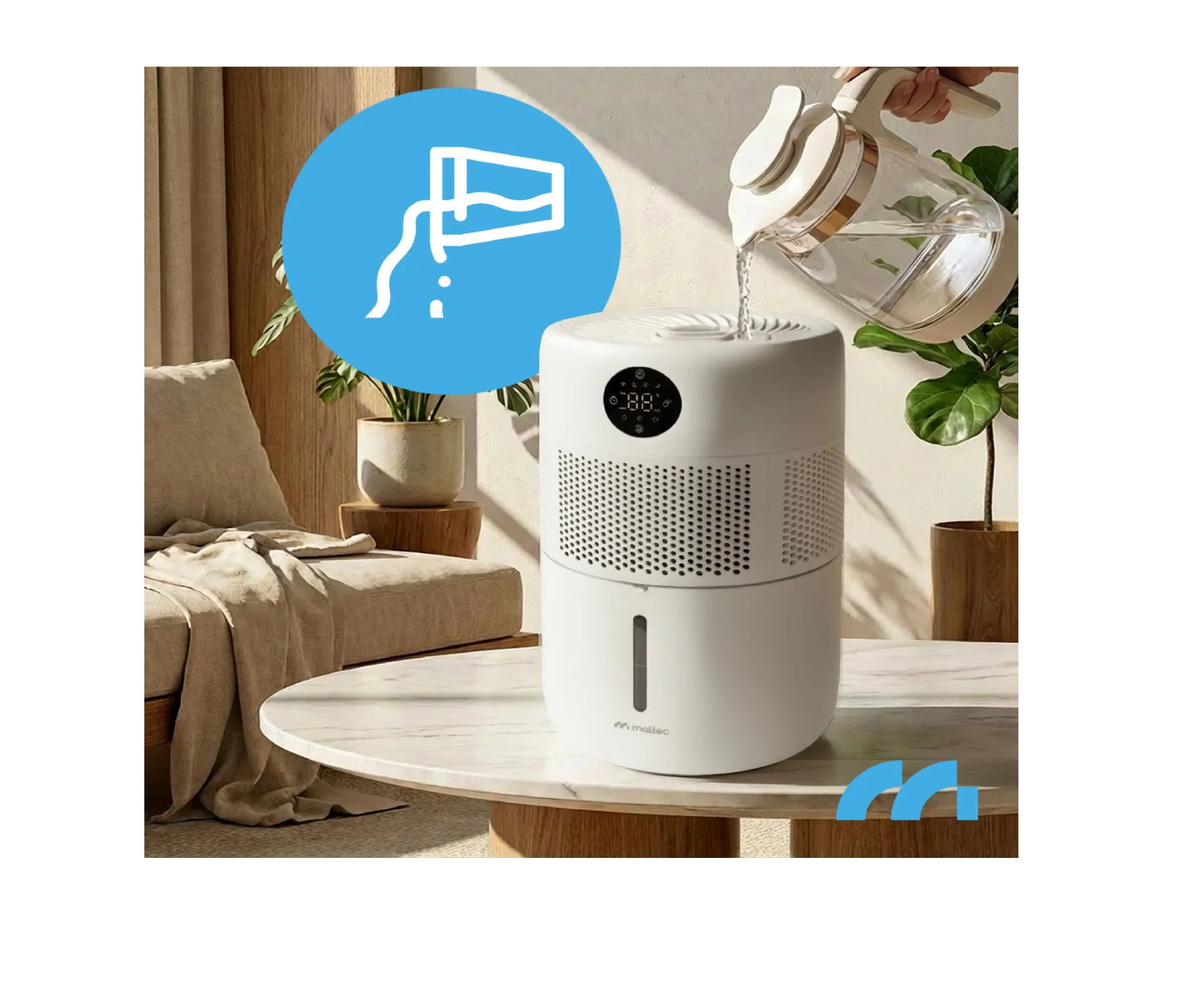 Umidificator de aer cu functie de ionizare, difuzor de aromaterapie si telecomanda, temporizator, 400 ml / h, 8 W, MalTec 113477