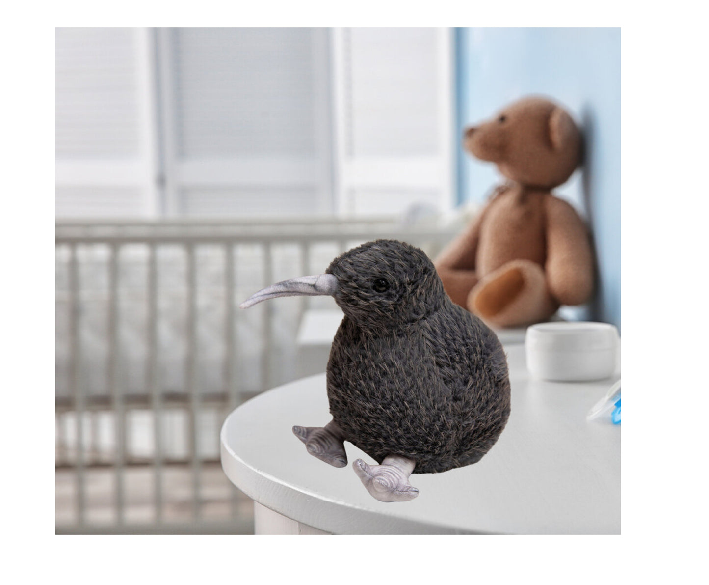 Jucarie de plus pasare kiwi, 17 cm, negru, Lean 13837
