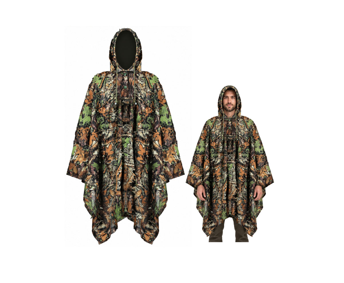 Poncho de camuflaj 3D cu gluga, 130 x 110 cm, Lean 31257