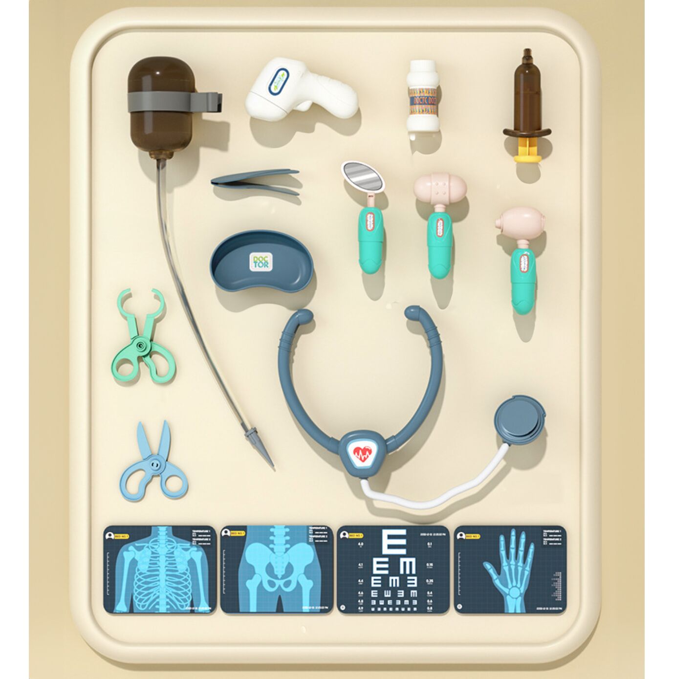 Set de joaca carucior medical mobil pe roti, 15 accesorii esentiale incluse, efecte sonore, 56.5 x 23 x 20 cm, MalPlay 110264