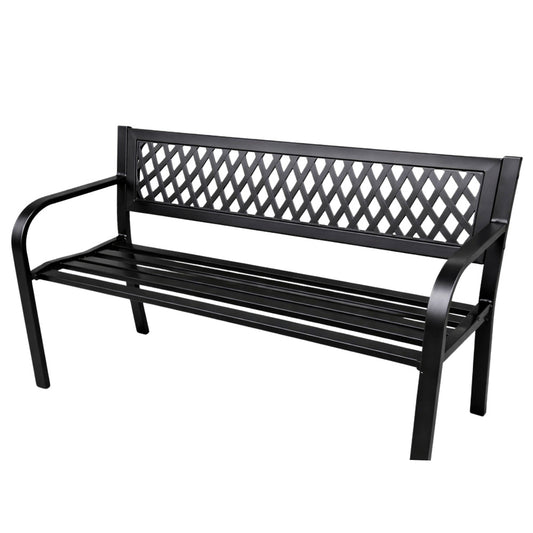 Banca de gradina Park Terrace, spatar metalic, negru, 120 cm, Lean 29325