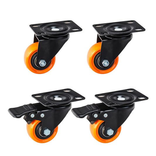 Set roti pivotante, 2 roti cu frana, 50 mm, capacitate maxima 50 kg, 4 bucati, Geko G71548