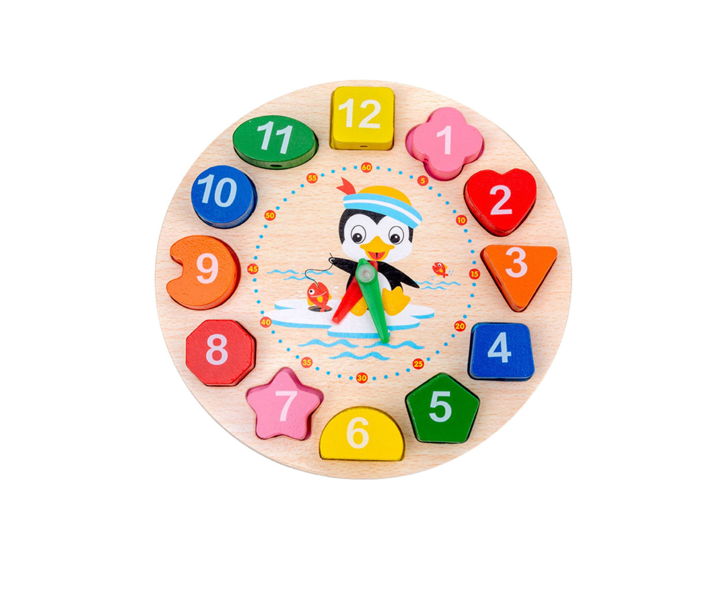 Ceas educational Montessori, 12 blocuri colorate, 17.5 x 17.5 x 2 cm, Lean 25054