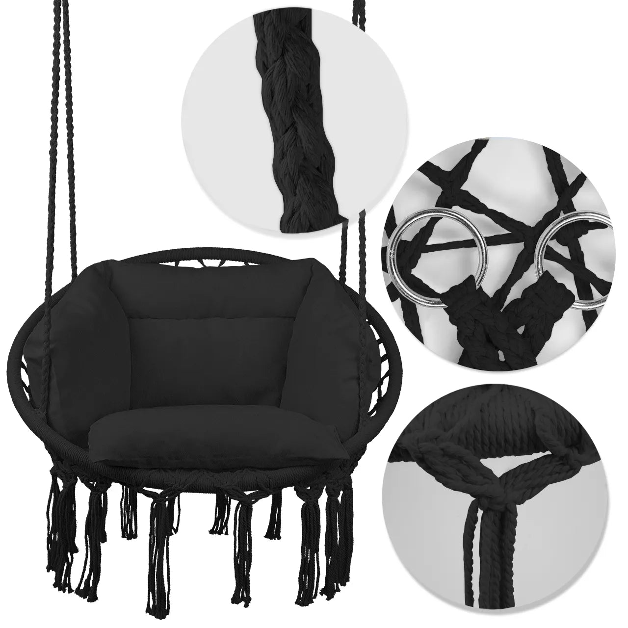 Leagan suspendat de gradina, negru, capacitate maxima 150 kg, MalTec 112859