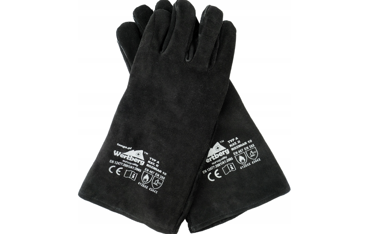 Manusi de sudura din piele Wertberg RSW Black - Marimea 10 (L/XL), protectie termica, piele bovina, Harder HD1774