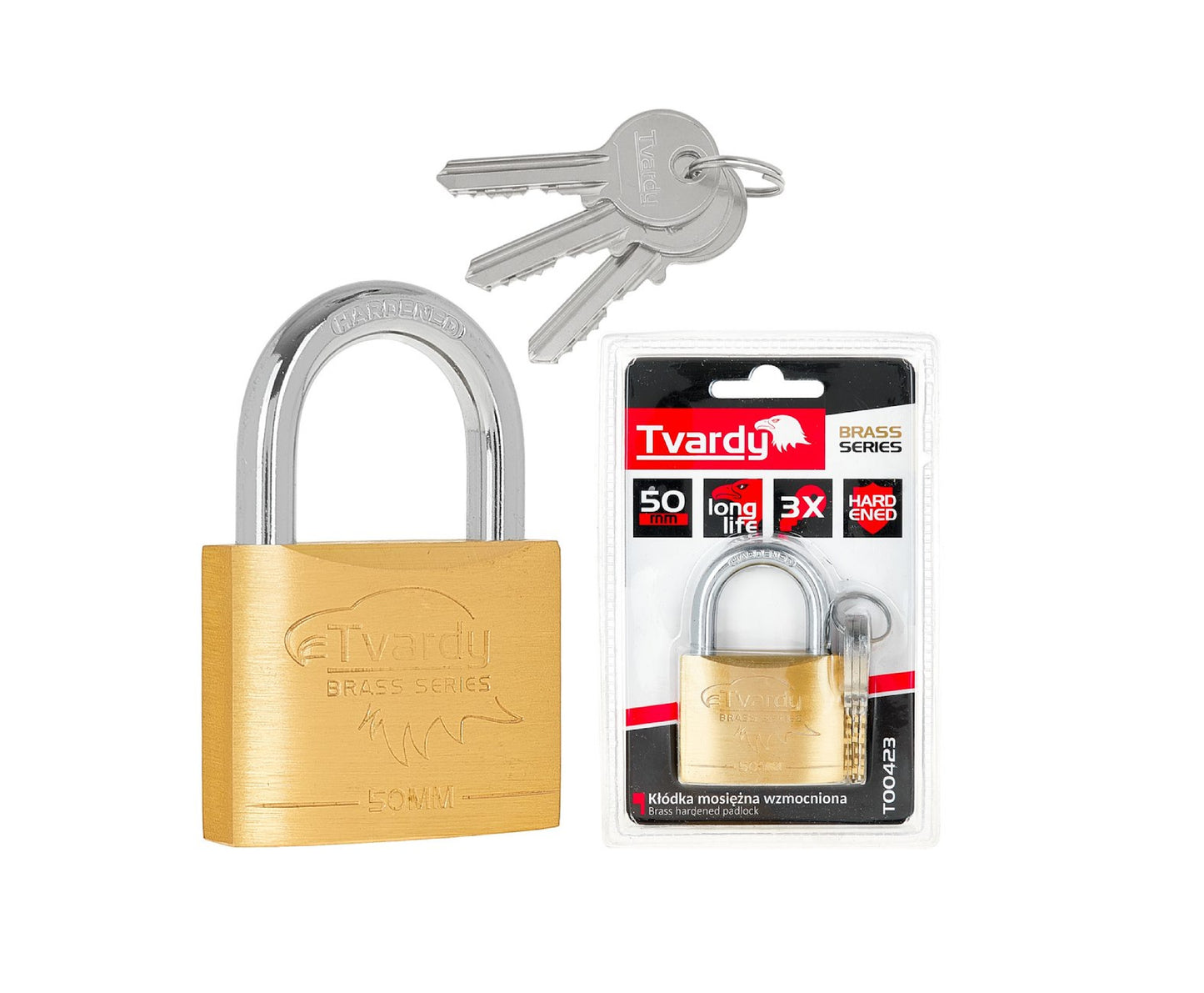 Lacat din alama ranforsat Brass Line, 50 mm, Tvardy T00423