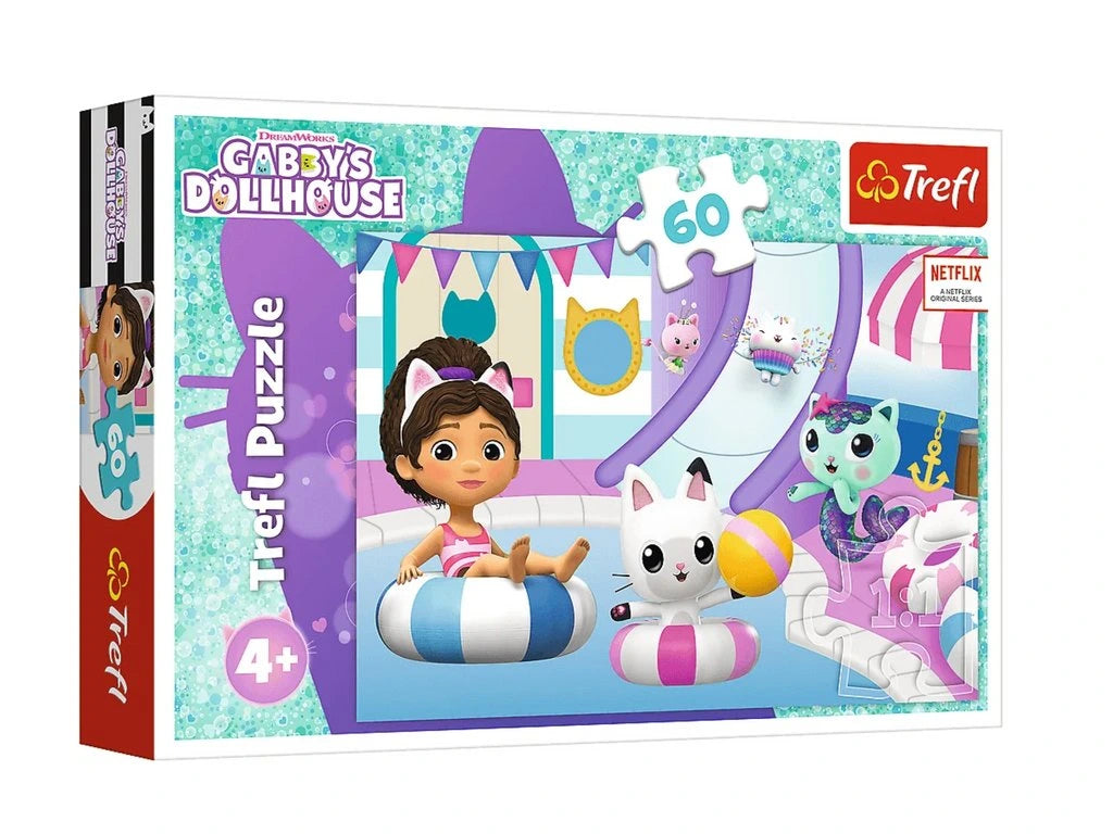 Puzzle Gabby's Dollhouse, Gabby la piscina, 60 piese, Lean 24669