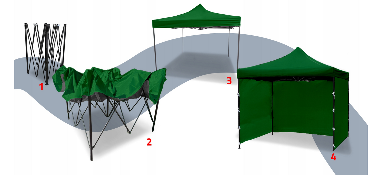 Cort pavilion cu 3 pereti, verde, 3 x 3 m, MalTec 112813