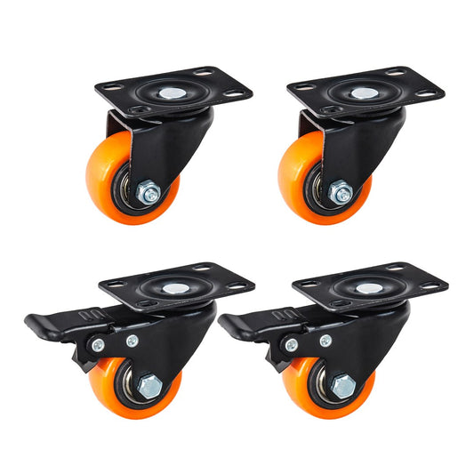 Set roti pivotante, 2 roti cu frana, 40 mm, capacitate maxima 40 kg, 4 bucati, Geko G71547